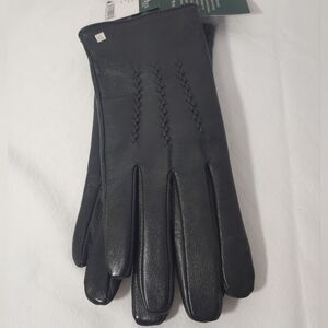 NWT Lauren Ralph Lauren Black Pick Stitch Gloves Unisex 100% Sheep Leather